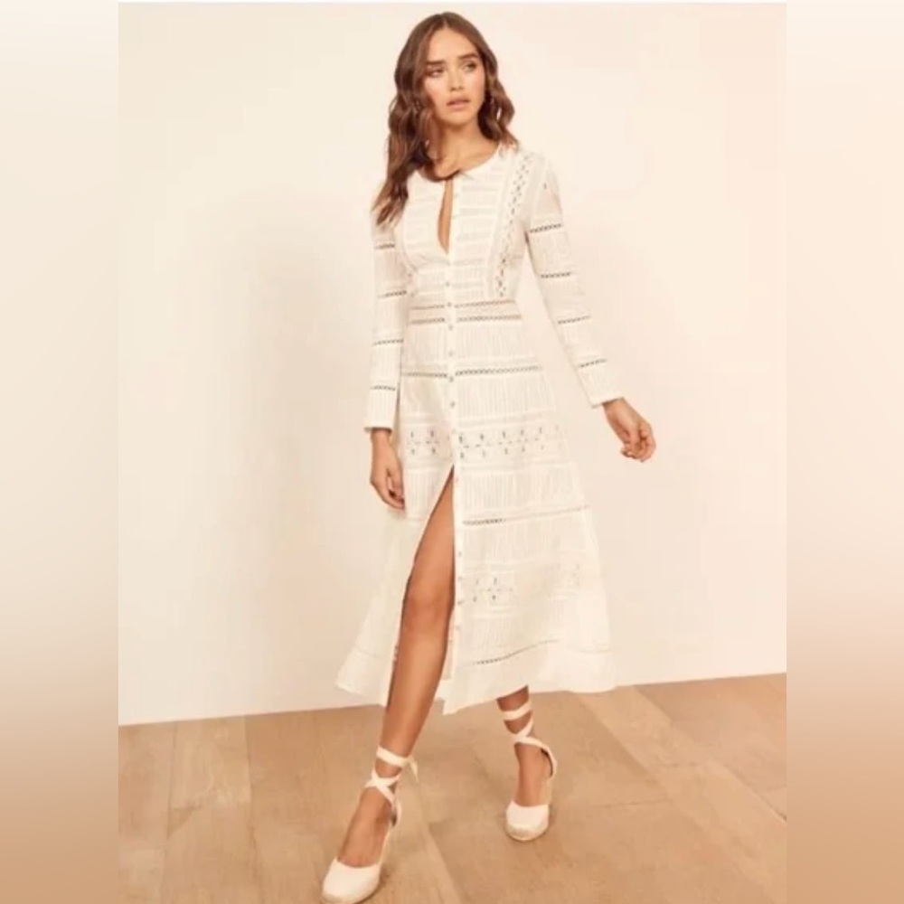 Elegant White Lace Midi Dress